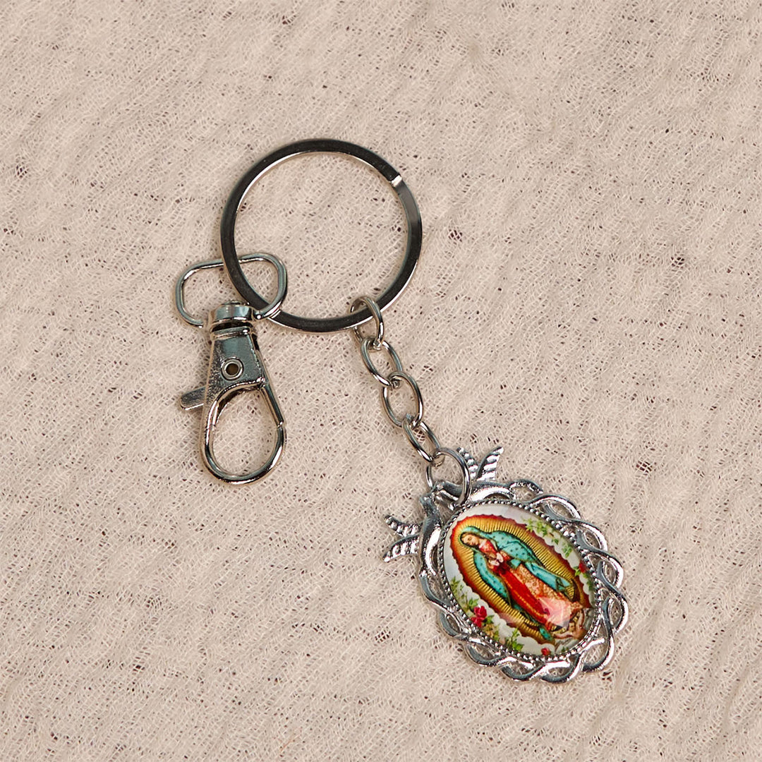 Christianartworkshop Our Lady Medal Keychain with Dove and Blossom Patterns: Ideal for Baptism Gifting - image 4