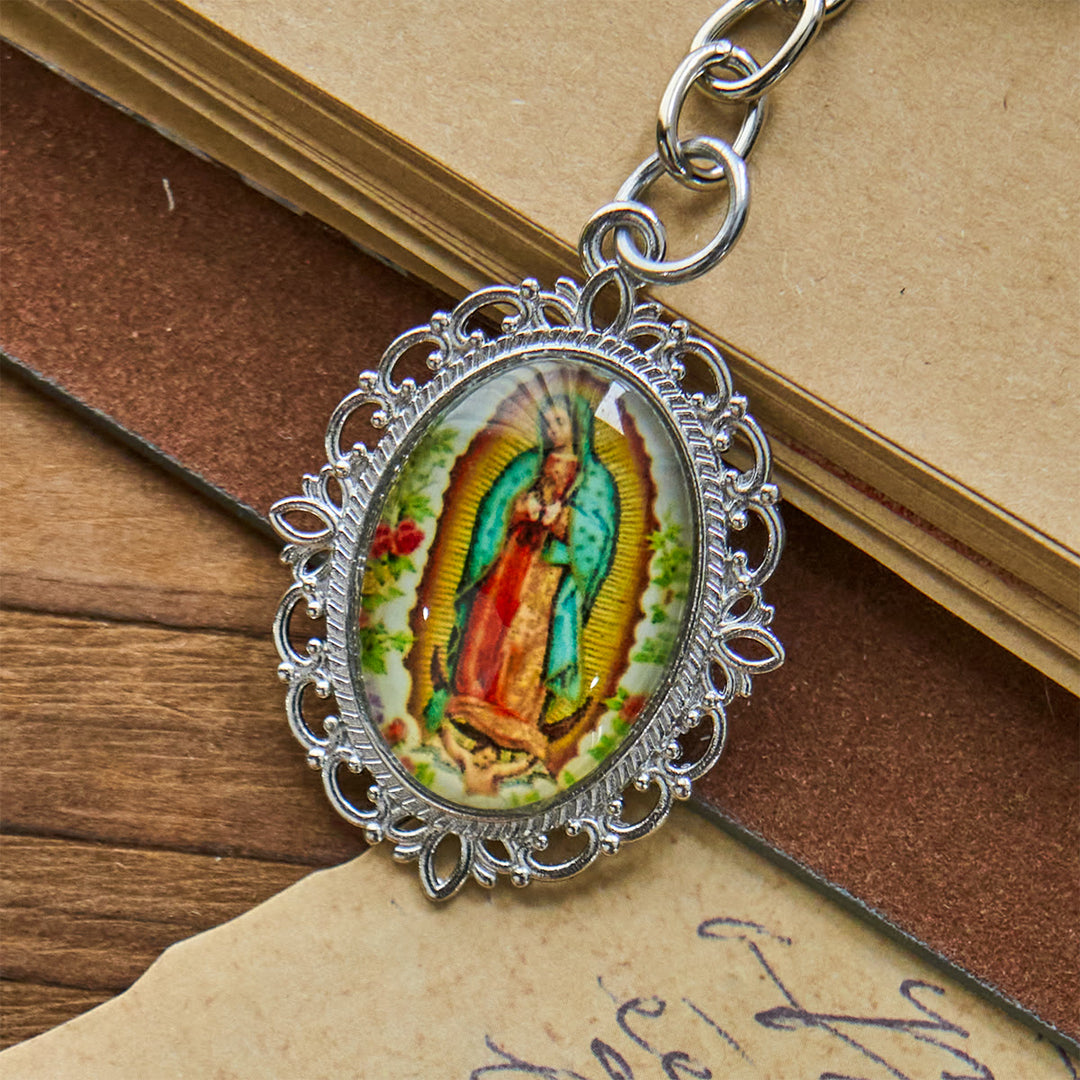 Christianartworkshop Our Lady Medal Keychain with Dove and Blossom Patterns: Ideal for Baptism Gifting - image 7