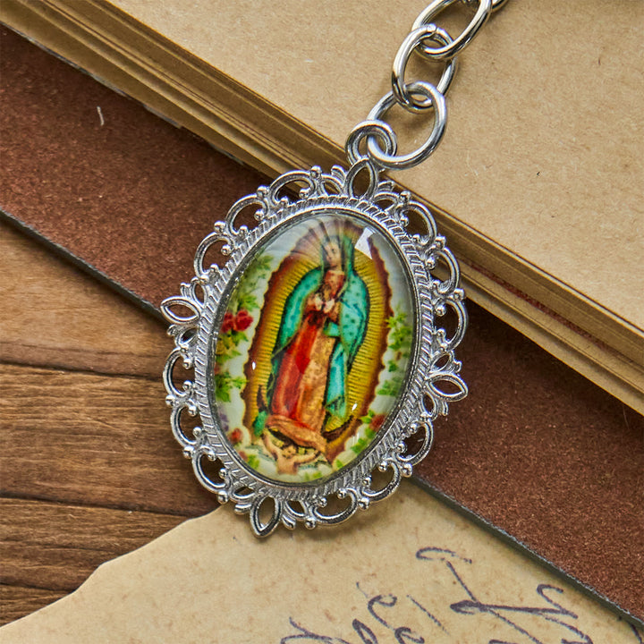 Christianartworkshop Our Lady Medal Keychain with Dove and Blossom Patterns: Ideal for Baptism Gifting - image 7