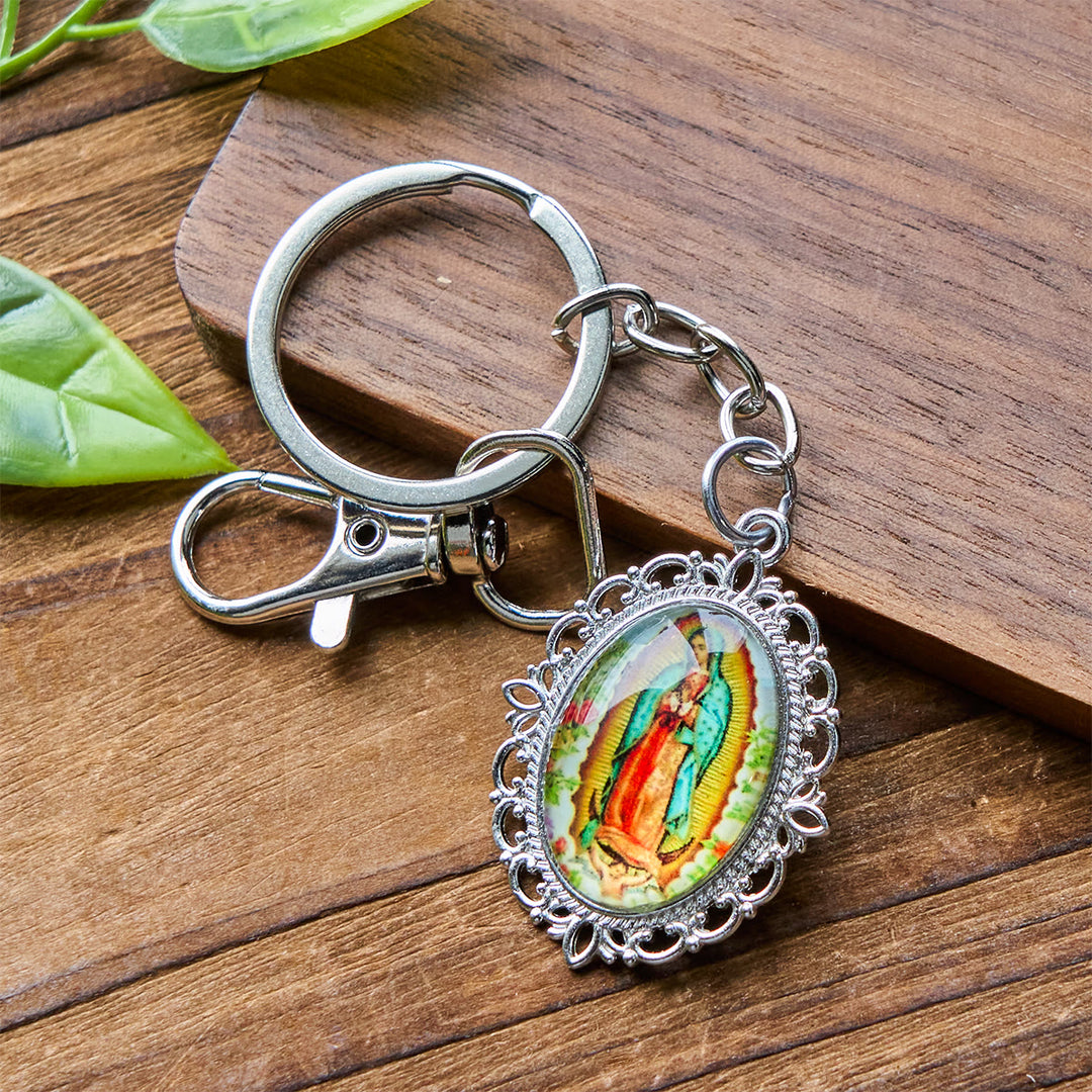 Christianartworkshop Our Lady Medal Keychain with Dove and Blossom Patterns: Ideal for Baptism Gifting - image 6