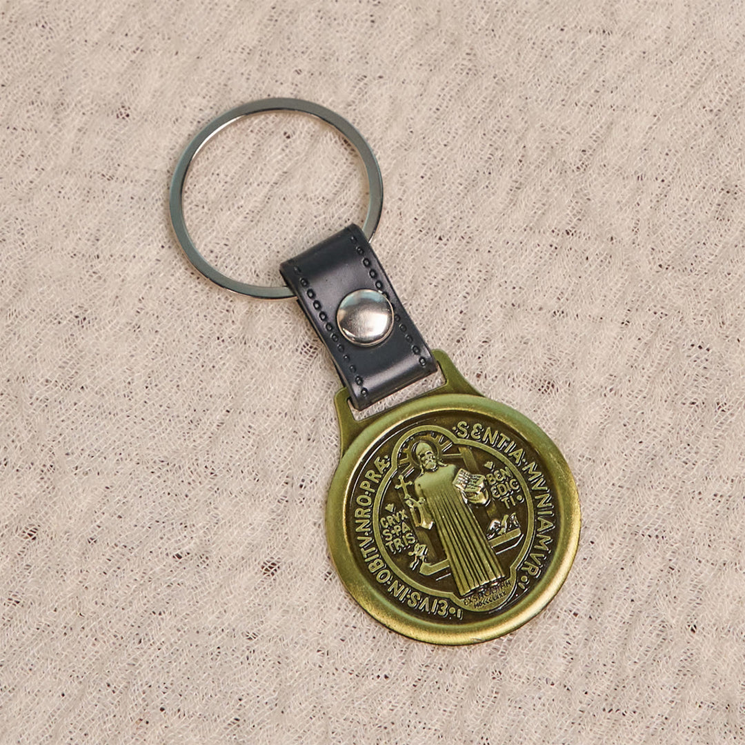 Christianartworkshop Vintage Style Silver & Brass Antiqued St. Benedict Keychain: Pocket-Sized Tokens - image 7
