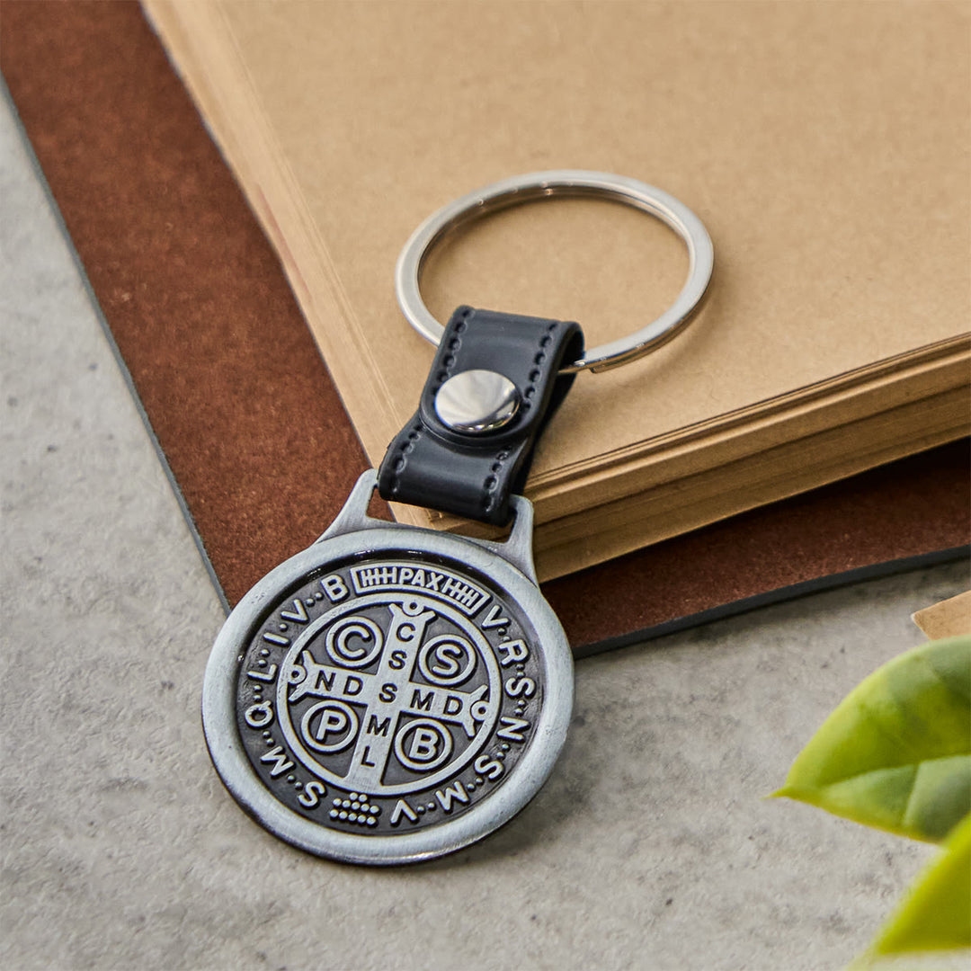 Christianartworkshop Vintage Style Silver & Brass Antiqued St. Benedict Keychain: Pocket-Sized Tokens - image 4