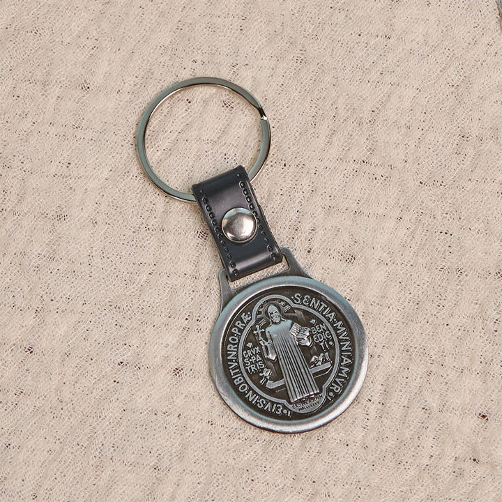 Christianartworkshop Vintage Style Silver & Brass Antiqued St. Benedict Keychain: Pocket-Sized Tokens - image 8