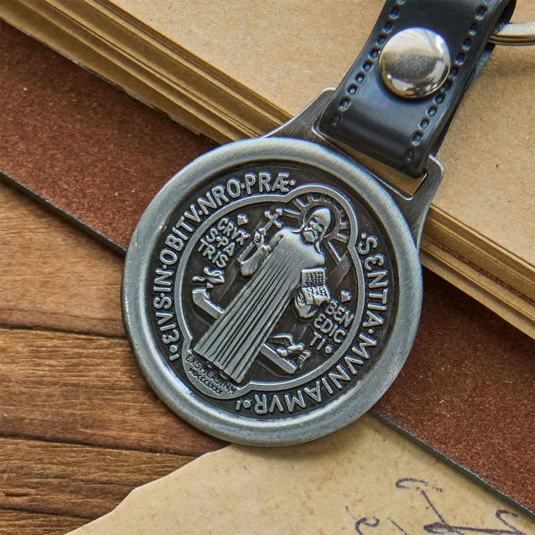 Christianartworkshop Vintage Style Silver & Brass Antiqued St. Benedict Keychain: Pocket-Sized Tokens - image 6