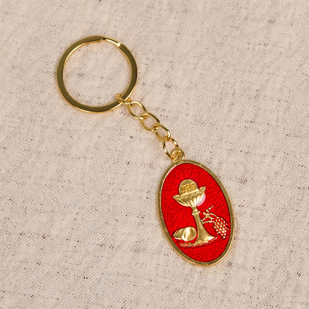 Christianartworkshop Red & Blue Holy Grail Chalice Medal Keychain: Inspired Religious Token - image 8