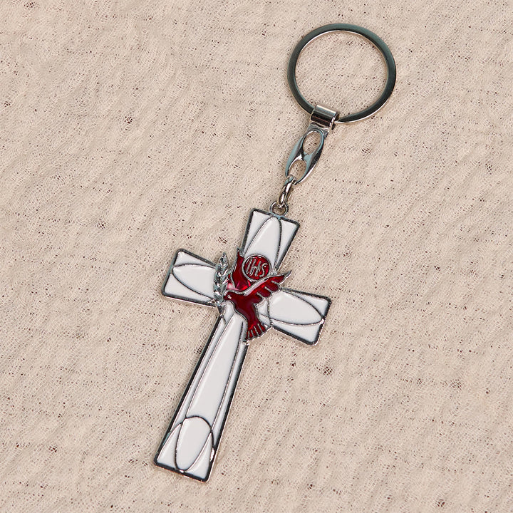 Christianartworkshop IHS Holy Spirit Dove Cross Keychain: Two Color Styles, Peaceful Enamel Art - image 8