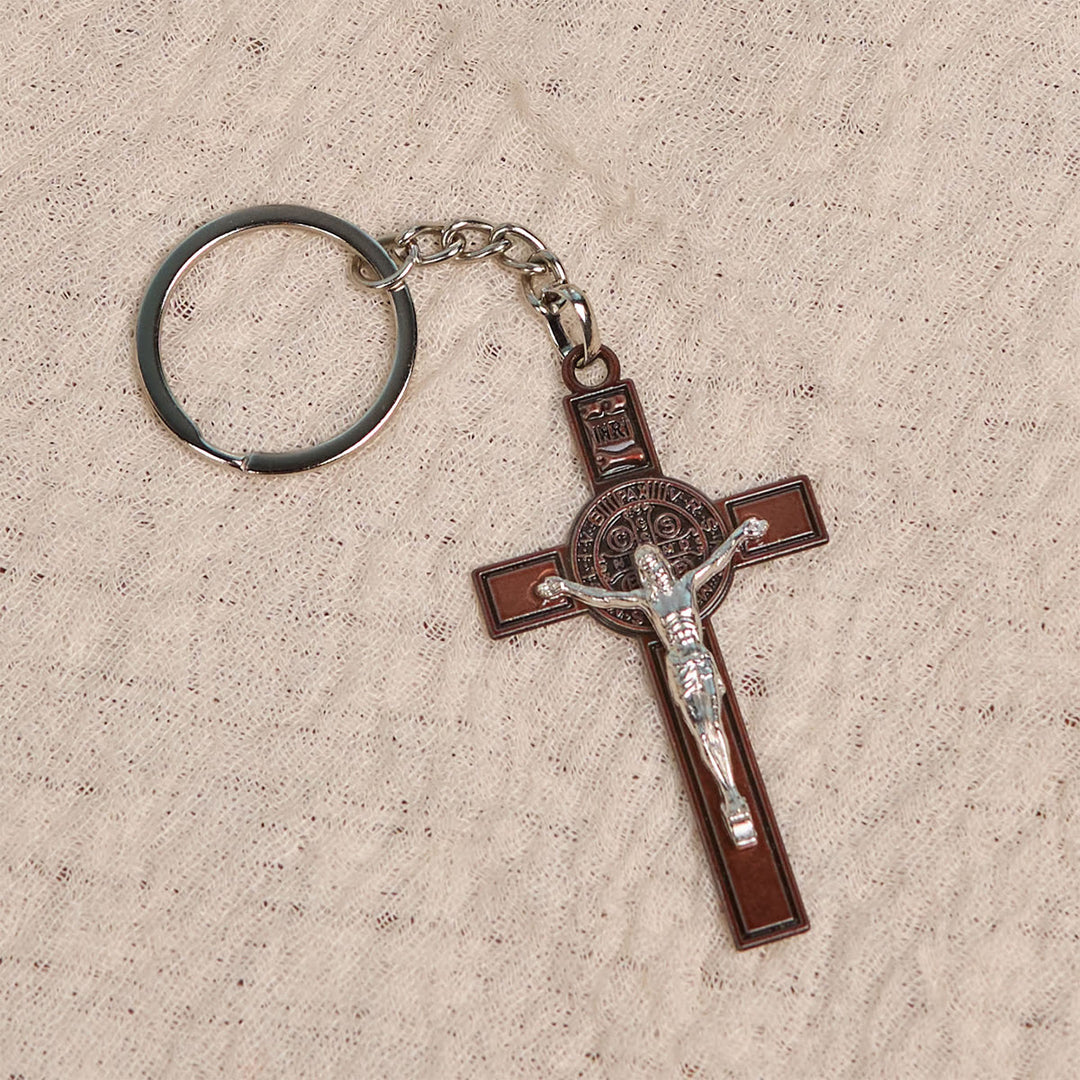 Christianartworkshop Two Tone St. Benedict & INRI Crucifix Keychain: Antique Religious Tokens - image 7