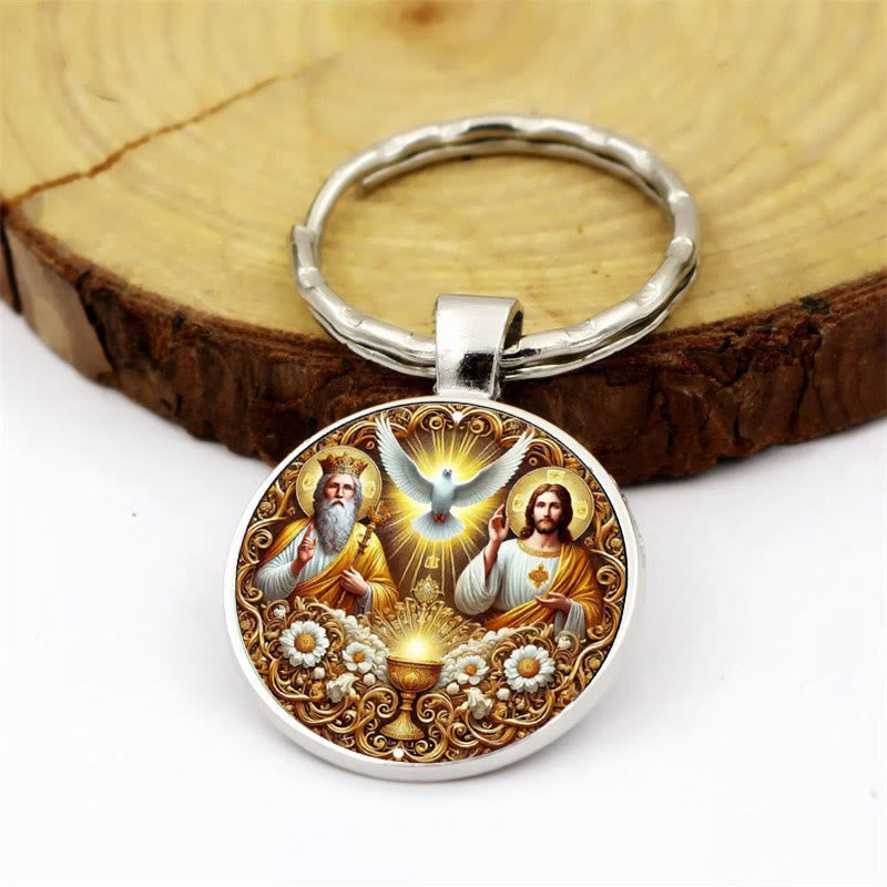 Christianartworkshop Divine Holy Trinity Keychain: Threefold Unity of Love Faith and Spirit - B - image 2