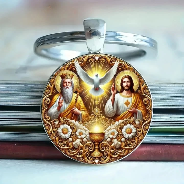 Christianartworkshop Divine Holy Trinity Keychain: Threefold Unity of Love Faith and Spirit - image 3