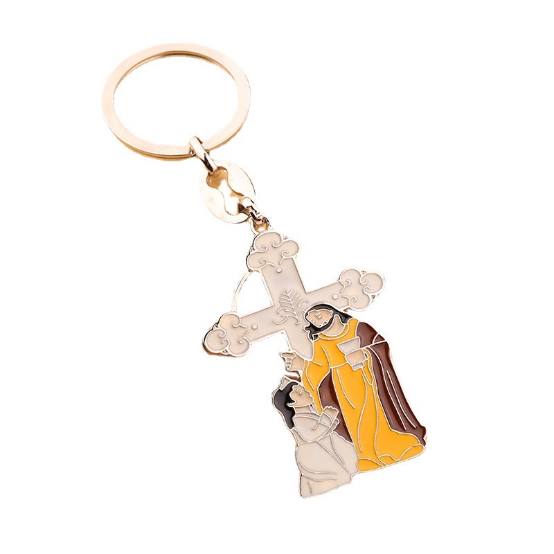 Christianartworkshop Jesus Prayer Narrative & Cross Enamel Keychain: Colorful Baptism Token - image 5