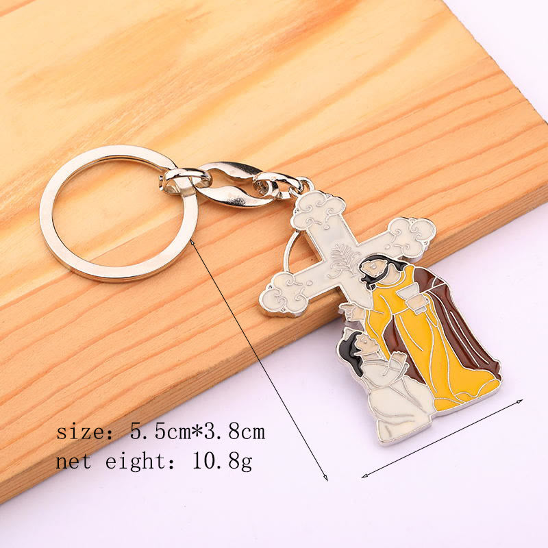 Christianartworkshop Jesus Prayer Narrative & Cross Enamel Keychain: Colorful Baptism Token - image 4