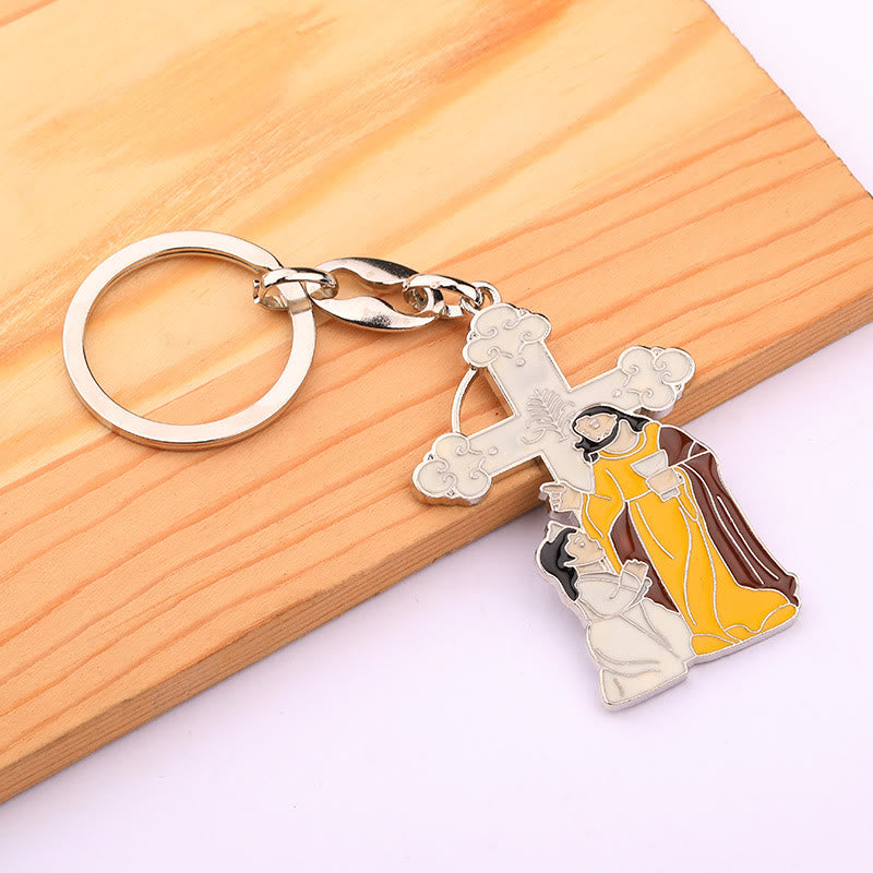 Christianartworkshop Jesus Prayer Narrative & Cross Enamel Keychain: Colorful Baptism Token - image 3