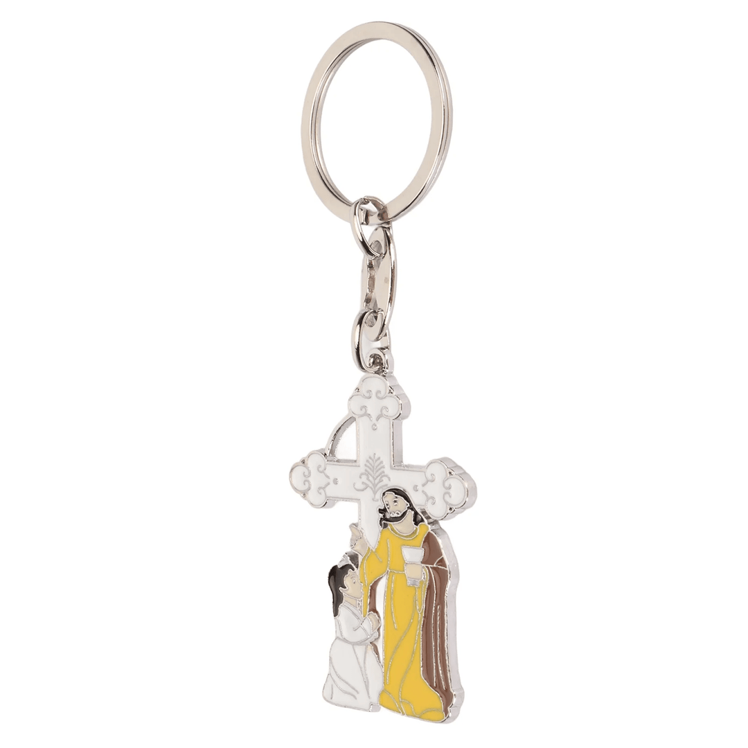Christianartworkshop Jesus Prayer Narrative & Cross Enamel Keychain: Colorful Baptism Token - image 6