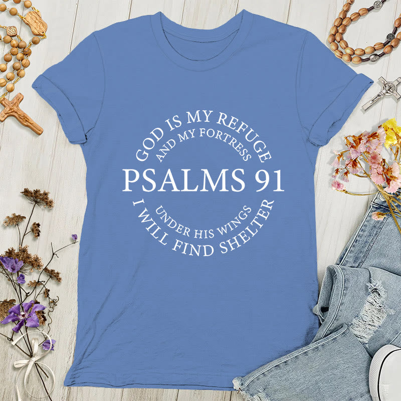 Christianartworkshop Psalms 91 Tee - Inspirational Women's T-shirt - Blue - 4XL - image 6