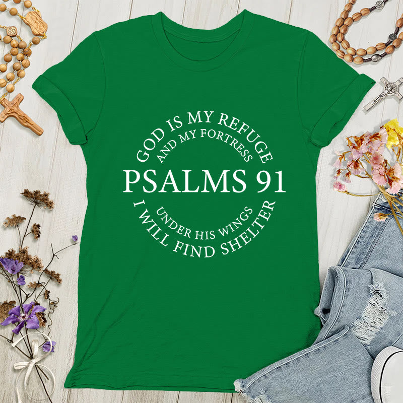 Christianartworkshop Psalms 91 Tee - Inspirational Women's T-shirt - Green - 4XL - image 4