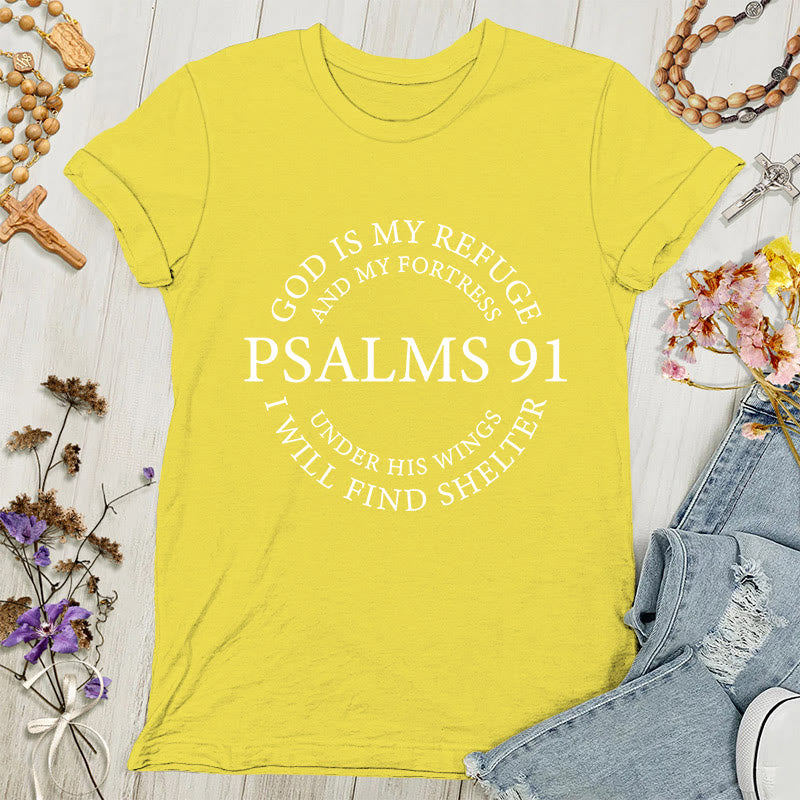 Christianartworkshop Psalms 91 Tee - Inspirational Women's T-shirt - Gold - 4XL - image 3