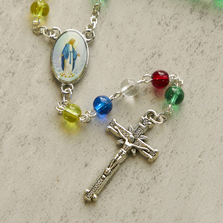 Christianartworkshop PRAYERFUL FAITH: 6mm Transparent Multicolor Rainbow Beads Rosary with Gift Card - image 6