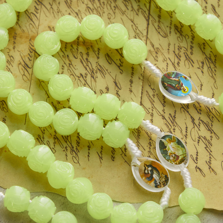 Christianartworkshop PRAYERFUL FAITH: Glow-in-the-Dark Green Beads Rosary with Gift Card