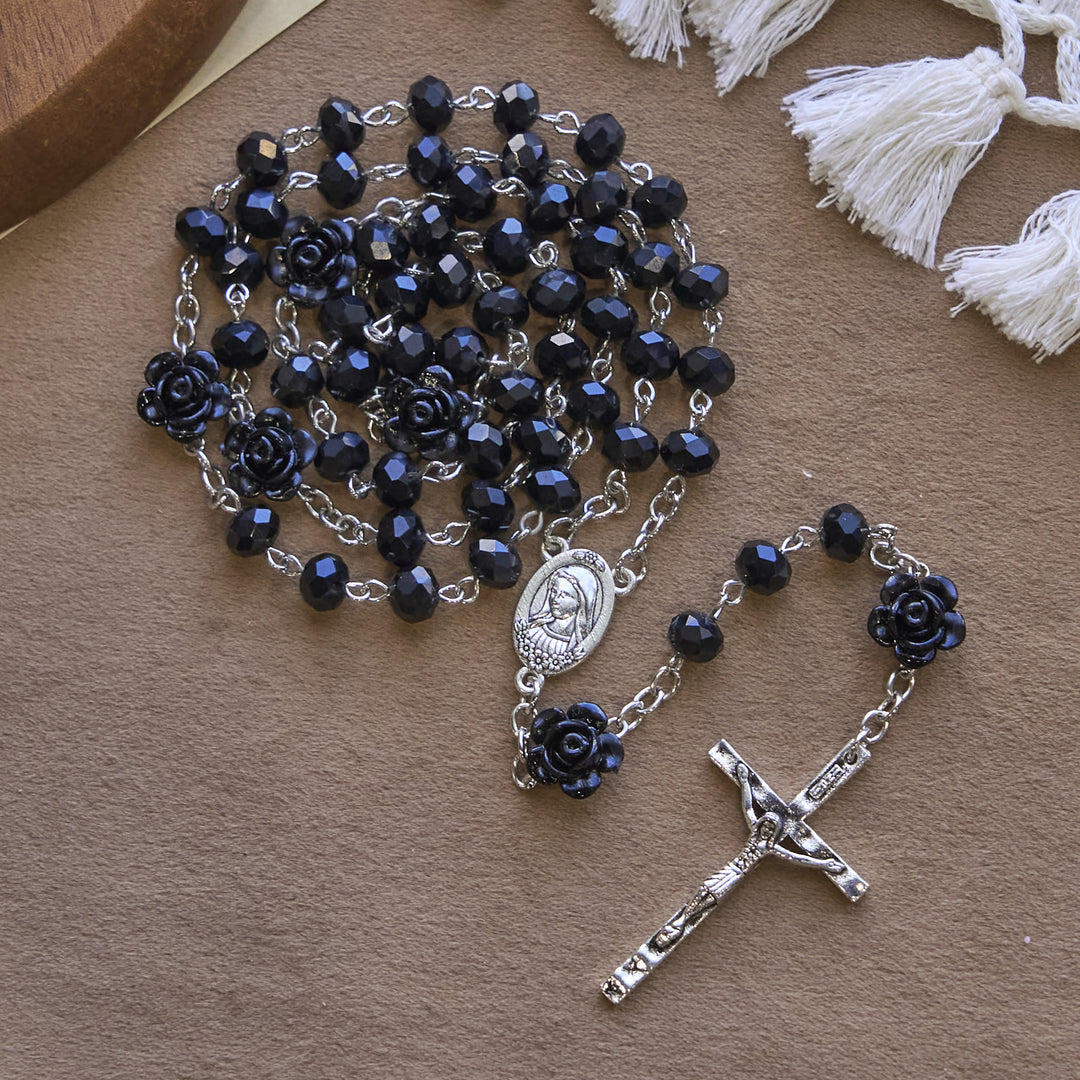 Christianartworkshop PRAYERFUL FAITH: Floral Rose Beads Multicolor Polyhedral Rosary with Gift Card - image 21