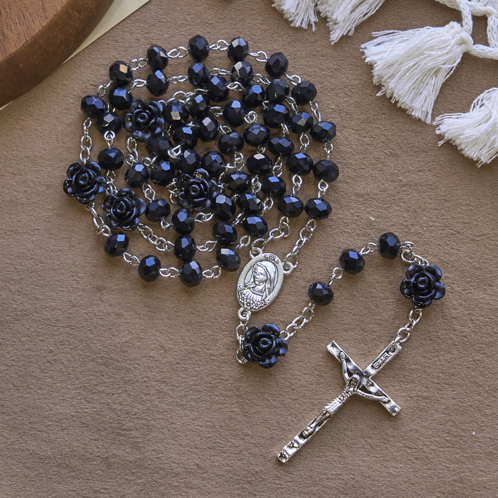 Christianartworkshop PRAYERFUL FAITH: Floral Rose Beads Multicolor Polyhedral Rosary with Gift Card - image 21