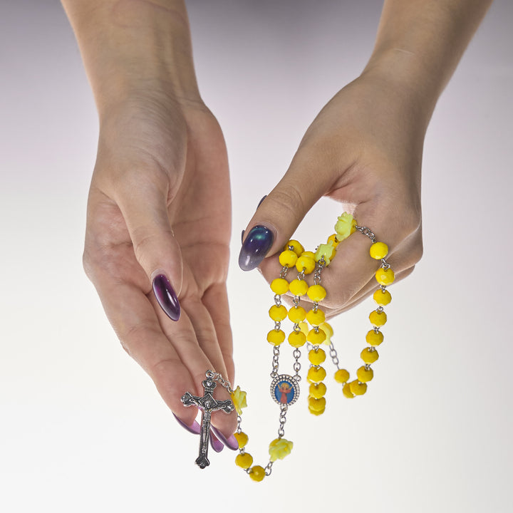 Christianartworkshop PRAYERFUL FAITH: Floral Rose Beads Multicolor Polyhedral Rosary with Gift Card - image 14
