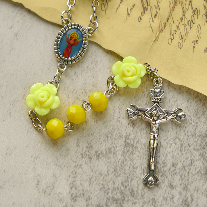Christianartworkshop PRAYERFUL FAITH: Floral Rose Beads Multicolor Polyhedral Rosary with Gift Card - image 12