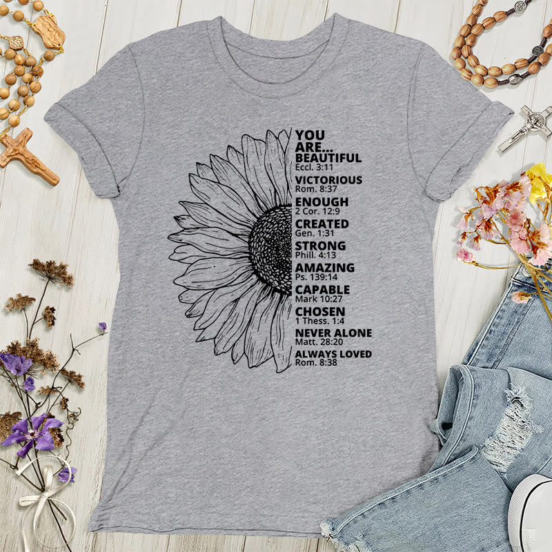 Christianartworkshop Sunflower Thankful Grateful Blessed Women's T-shirt - Grey - 4XL - image 4