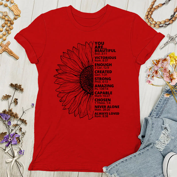 Christianartworkshop Sunflower Thankful Grateful Blessed Women's T-shirt - Red - 4XL - image 6