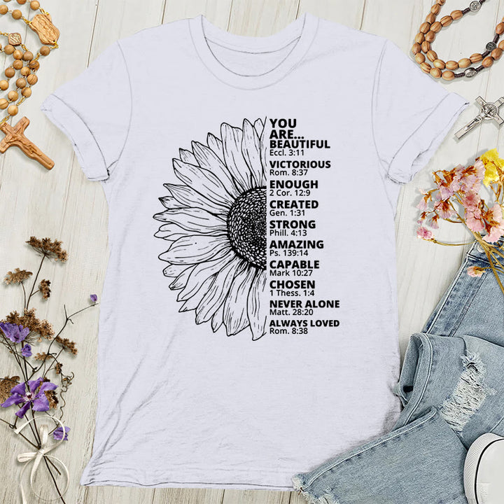 Christianartworkshop Sunflower Thankful Grateful Blessed Women's T-shirt - White - 4XL - image 5