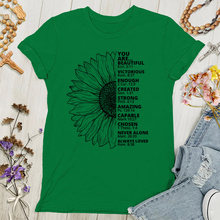 Christianartworkshop Sunflower Thankful Grateful Blessed Women's T-shirt - Green - 4XL - image 3