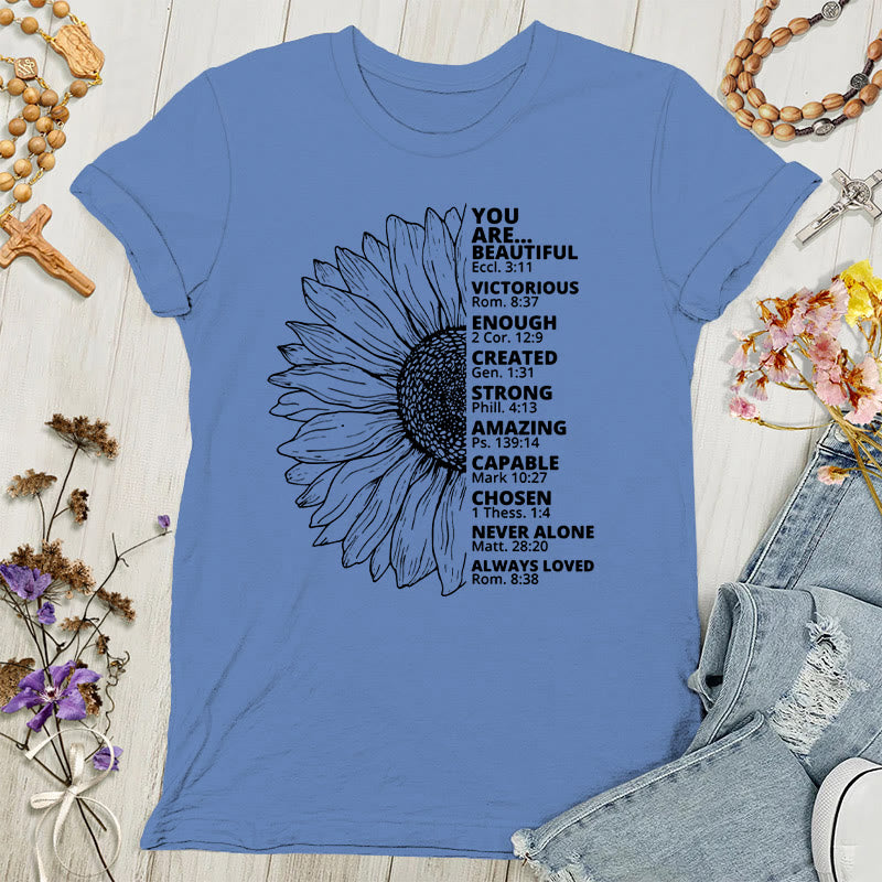 Christianartworkshop Sunflower Thankful Grateful Blessed Women's T-shirt - Blue - 4XL - image 1