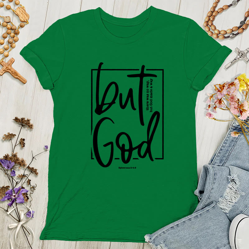 Christianartworkshop Inspirational 'But God' Graphic Women's T-shirt - Green - 4XL - image 5