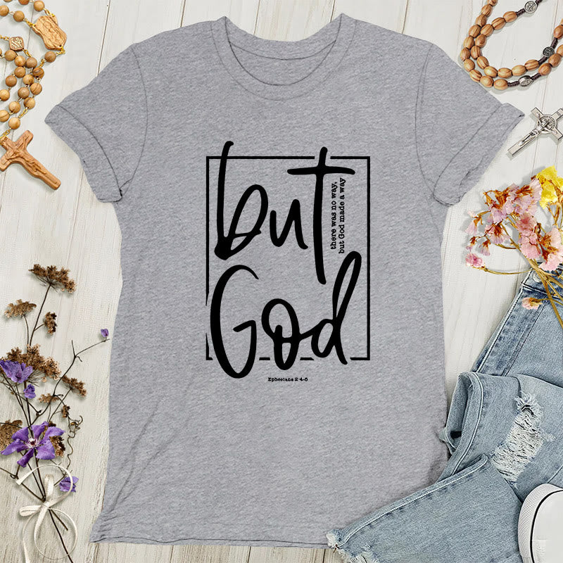 Christianartworkshop Inspirational 'But God' Graphic Women's T-shirt - Grey - 4XL - image 0