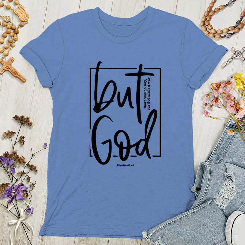 Christianartworkshop Inspirational 'But God' Graphic Women's T-shirt - Blue - 4XL - image 4