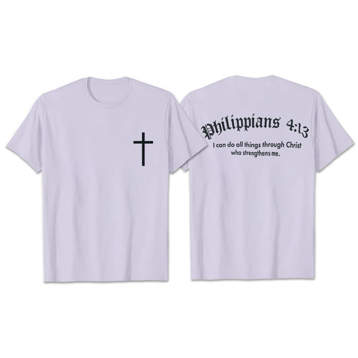 Christianartworkshop Philippians 4:13 "I Can Do All Things" Strength T-Shirt