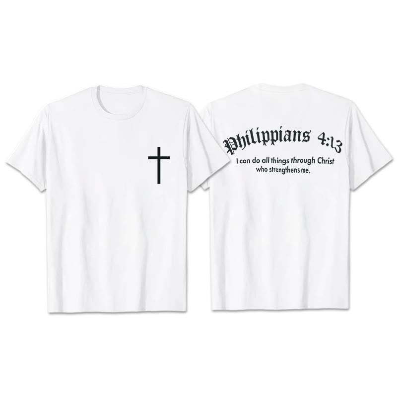 Christianartworkshop Philippians 4:13 "I Can Do All Things" Strength T-Shirt - White - 2XL - image 5