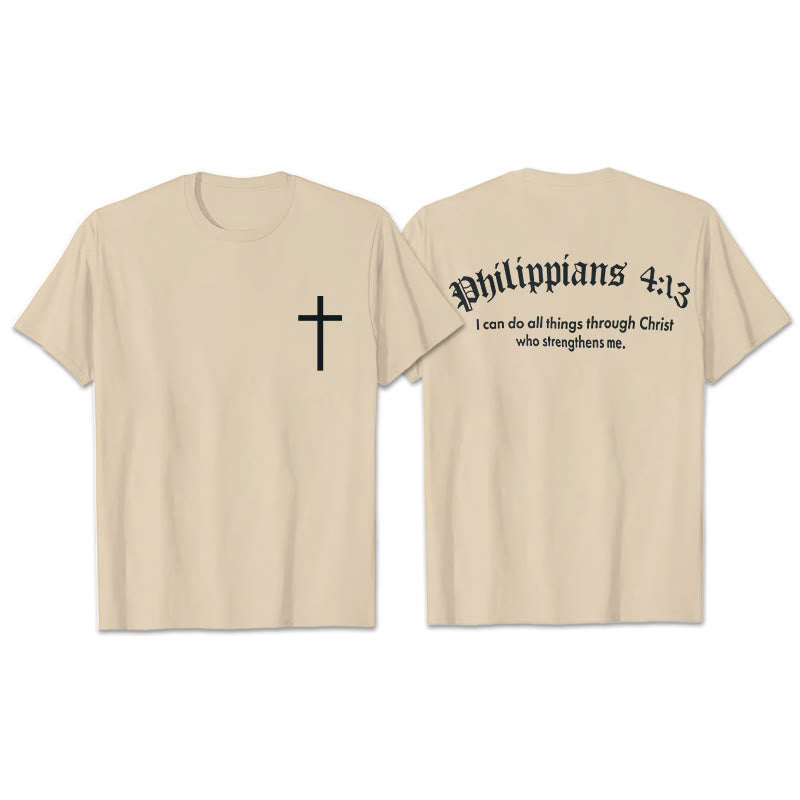 Christianartworkshop Philippians 4:13 "I Can Do All Things" Strength T-Shirt