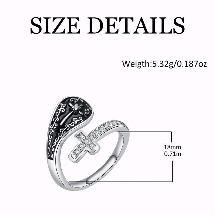 Christianartworkshop Classic Adjustable Artisan Faith Cross Ring with Baroque Patterns and Black Inlay - image 4
