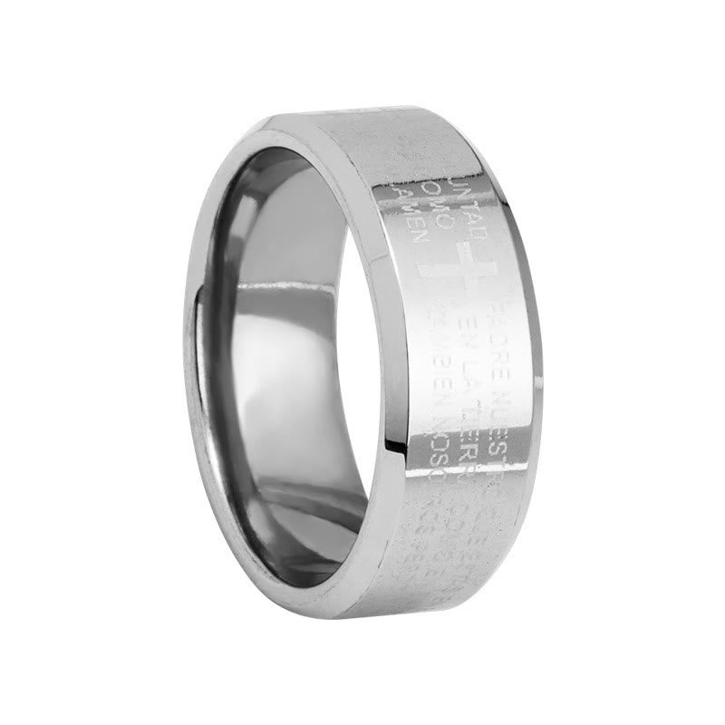 Christianartworkshop Minimalist 8mm Holy Verse Tri-Color Ring with Cro ...