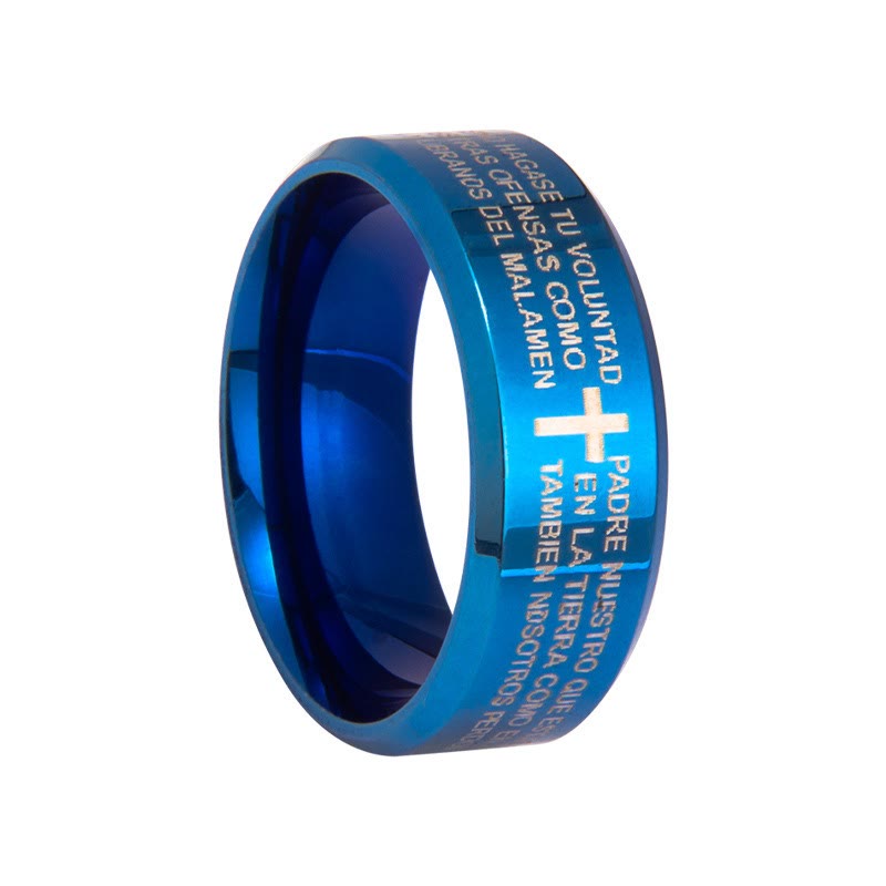 Christianartworkshop Minimalist 8mm Holy Verse Tri-Color Ring with Cro ...