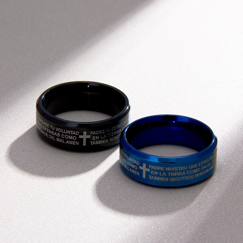Christianartworkshop Minimalist 8mm Holy Verse Tri-Color Ring with Cro ...