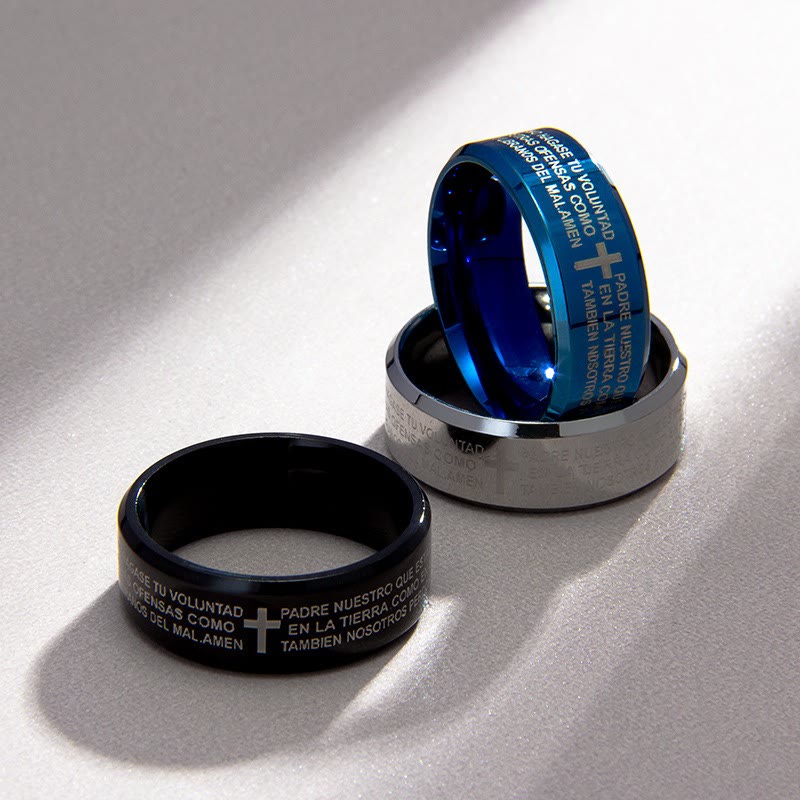Christianartworkshop Minimalist 8mm Holy Verse Tri-Color Ring with Cross Motif: Wear Your Faith - image 1