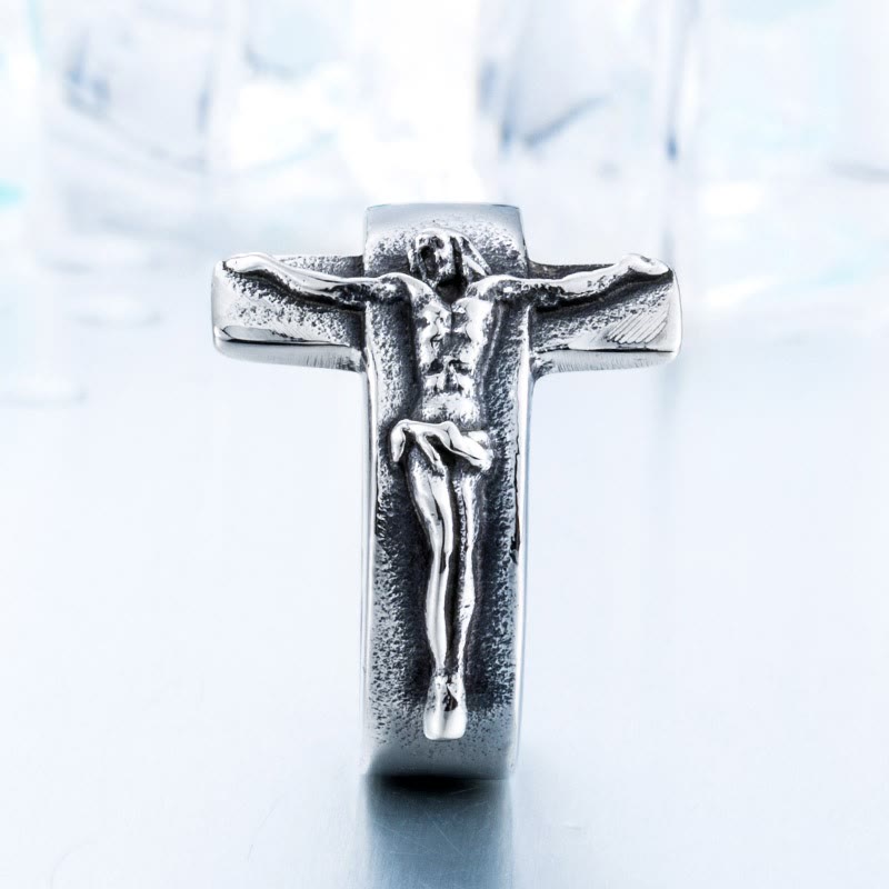 FREE Today: Vintage Crucifix Relief Stainless Steel Ring: Strength Through Sacred Sacrifice - image 2