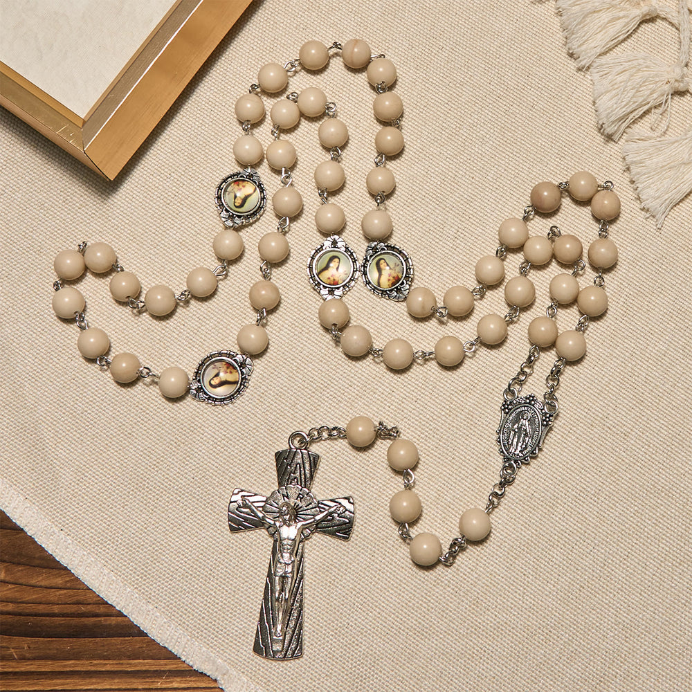 FREE Today: Minimalist St. Therese & Miraculous Medal Rosary of Polished White Stone with Crucifix - image 2