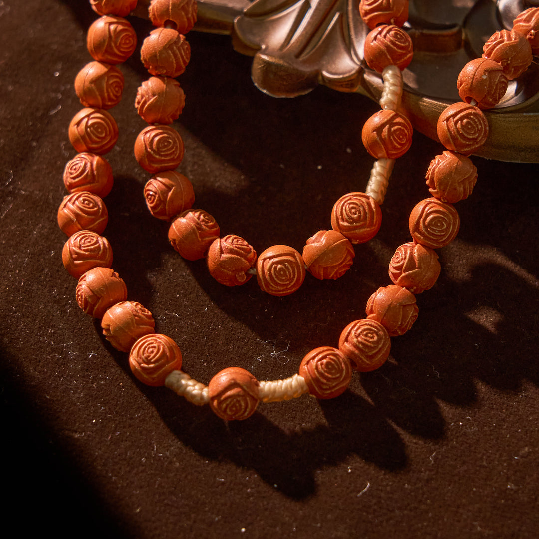 Christianartworkshop Carved Amber Floral Rose Beads Rosary with Miraculous Medal: Bloom of Devotion