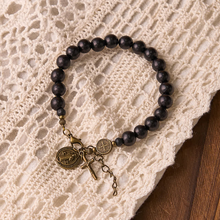 Christianartworkshop Ebony Beads St. Benedict the Blessed Protection Bracelet - image 6