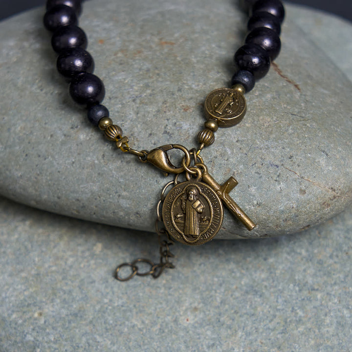 Christianartworkshop Ebony Beads St. Benedict the Blessed Protection Bracelet - image 13
