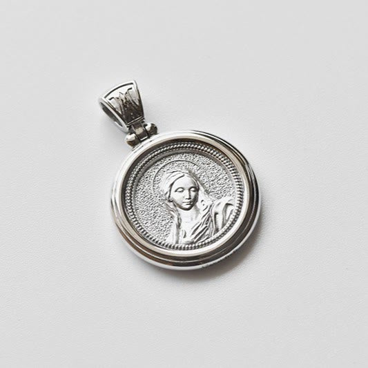 Christianartworkshop Sterling Dual-Face Medal Necklace with Crown of Thorns & Our Lady of Sorrows - image 5