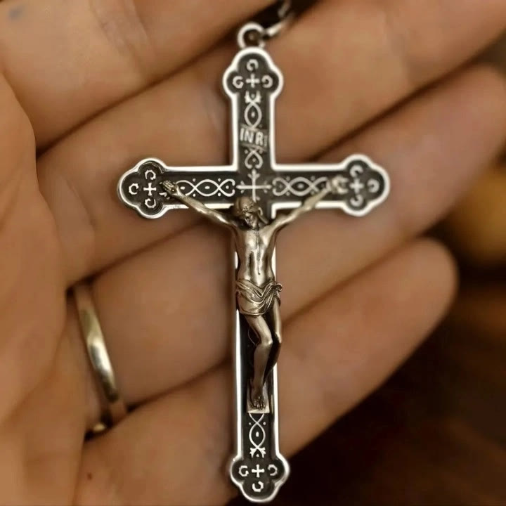 Christianartworkshop Retro Sterling Silver Amulet INRI Cross Pendant Necklace: A Emblem of Grace - Cross - image 1