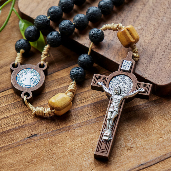 FREE Today: Natural Durable Volcanic Stone Rosary with St. Benedict Medal & Crucifix - image 6